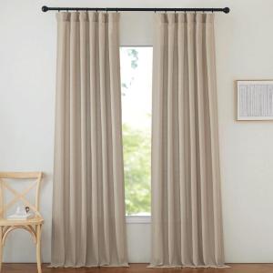 imageNICETOWN Rustic Linen 102 inch Long Curtains for Living Room Grommet Privacy Added Thick Linen Weave with Light Filter Window Curtains ampamp Drapes for Bedroom Olive Green W55 x L102 2 PanelsHook Belt Camel