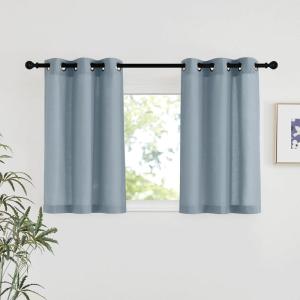 imageNICETOWN Rustic Linen 102 inch Long Curtains for Living Room Grommet Privacy Added Thick Linen Weave with Light Filter Window Curtains ampamp Drapes for Bedroom Olive Green W55 x L102 2 PanelsStone Blue