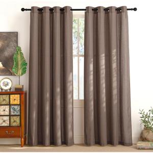 imageNICETOWN Rustic Linen 102 inch Long Curtains for Living Room Grommet Privacy Added Thick Linen Weave with Light Filter Window Curtains ampamp Drapes for Bedroom Olive Green W55 x L102 2 PanelsBrown