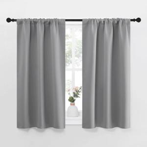imageNICETOWN Short Room Darkening Curtains for Kitchen  Home Decoration Thermal Insulated Rod Pocket Blackout Blinds ampamp Drapes for Small Windows Silver Grey 2 Panels W34 x L45 Inch