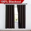 imageNICETOWN Full Shade Curtain Panels Pair of Energy Smart Rod Pocket Blackout Drapes for Guest Room Window Thermal Insulated Guest Room Lined Window DressingSilver Grey 52 x 72 inchBrown