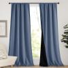 imageNICETOWN Full Shade Curtain Panels Pair of Energy Smart Rod Pocket Blackout Drapes for Guest Room Window Thermal Insulated Guest Room Lined Window DressingSilver Grey 52 x 72 inchStone Blue