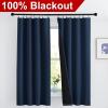 imageNICETOWN Full Shade Curtain Panels Pair of Energy Smart Rod Pocket Blackout Drapes for Guest Room Window Thermal Insulated Guest Room Lined Window DressingSilver Grey 52 x 72 inchNavy