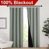 imageNICETOWN Full Shade Curtain Panels Pair of Energy Smart Rod Pocket Blackout Drapes for Guest Room Window Thermal Insulated Guest Room Lined Window DressingSilver Grey 52 x 72 inchGreyish Green