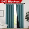 imageNICETOWN Full Shade Curtain Panels Pair of Energy Smart Rod Pocket Blackout Drapes for Guest Room Window Thermal Insulated Guest Room Lined Window DressingSilver Grey 52 x 72 inchSea Teal