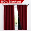 imageNICETOWN Full Shade Curtain Panels Pair of Energy Smart Rod Pocket Blackout Drapes for Guest Room Window Thermal Insulated Guest Room Lined Window DressingSilver Grey 52 x 72 inchBurgundy Red