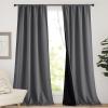 imageNICETOWN Full Shade Curtain Panels Pair of Energy Smart Rod Pocket Blackout Drapes for Guest Room Window Thermal Insulated Guest Room Lined Window DressingSilver Grey 52 x 72 inchGrey