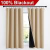 imageNICETOWN Full Shade Curtain Panels Pair of Energy Smart Rod Pocket Blackout Drapes for Guest Room Window Thermal Insulated Guest Room Lined Window DressingSilver Grey 52 x 72 inchBiscotti Beige