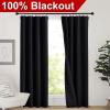 imageNICETOWN Full Shade Curtain Panels Pair of Energy Smart Rod Pocket Blackout Drapes for Guest Room Window Thermal Insulated Guest Room Lined Window DressingSilver Grey 52 x 72 inchBlack