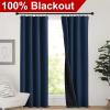 imageNICETOWN Full Shade Curtain Panels Pair of Energy Smart Rod Pocket Blackout Drapes for Guest Room Window Thermal Insulated Guest Room Lined Window DressingSilver Grey 52 x 72 inchNavy