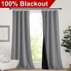 imageNICETOWN Full Shade Curtain Panels Pair of Energy Smart Rod Pocket Blackout Drapes for Guest Room Window Thermal Insulated Guest Room Lined Window DressingSilver Grey 52 x 72 inchSilver Grey