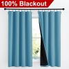 imageNICETOWN Full Shade Curtain Panels Pair of Energy Smart Rod Pocket Blackout Drapes for Guest Room Window Thermal Insulated Guest Room Lined Window DressingSilver Grey 52 x 72 inchTeal Blue