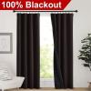imageNICETOWN Full Shade Curtain Panels Pair of Energy Smart Rod Pocket Blackout Drapes for Guest Room Window Thermal Insulated Guest Room Lined Window DressingSilver Grey 52 x 72 inchBrown