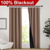 imageNICETOWN Full Shade Curtain Panels Pair of Energy Smart Rod Pocket Blackout Drapes for Guest Room Window Thermal Insulated Guest Room Lined Window DressingSilver Grey 52 x 72 inchCappuccino