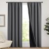 imageNICETOWN Full Shade Curtain Panels Pair of Energy Smart Rod Pocket Blackout Drapes for Guest Room Window Thermal Insulated Guest Room Lined Window DressingSilver Grey 52 x 72 inchGrey