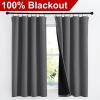 imageNICETOWN Full Shade Curtain Panels Pair of Energy Smart Rod Pocket Blackout Drapes for Guest Room Window Thermal Insulated Guest Room Lined Window DressingSilver Grey 52 x 72 inchGrey