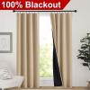 imageNICETOWN Full Shade Curtain Panels Pair of Energy Smart Rod Pocket Blackout Drapes for Guest Room Window Thermal Insulated Guest Room Lined Window DressingSilver Grey 52 x 72 inchBiscotti Beige