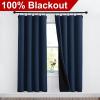 imageNICETOWN Full Shade Curtain Panels Pair of Energy Smart Rod Pocket Blackout Drapes for Guest Room Window Thermal Insulated Guest Room Lined Window DressingSilver Grey 52 x 72 inchNavy