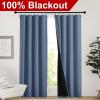 imageNICETOWN Full Shade Curtain Panels Pair of Energy Smart Rod Pocket Blackout Drapes for Guest Room Window Thermal Insulated Guest Room Lined Window DressingSilver Grey 52 x 72 inchStone Blue