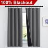 imageNICETOWN Full Shade Curtain Panels Pair of Energy Smart Rod Pocket Blackout Drapes for Guest Room Window Thermal Insulated Guest Room Lined Window DressingSilver Grey 52 x 72 inchGrey