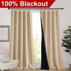 imageNICETOWN Full Shade Curtain Panels Pair of Energy Smart Rod Pocket Blackout Drapes for Guest Room Window Thermal Insulated Guest Room Lined Window DressingSilver Grey 52 x 72 inchBiscotti Beige