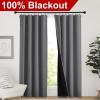 imageNICETOWN Full Shade Curtain Panels Pair of Energy Smart Rod Pocket Blackout Drapes for Guest Room Window Thermal Insulated Guest Room Lined Window DressingSilver Grey 52 x 72 inchGrey