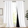 imageNICETOWN Full Shade Curtain Panels Pair of Energy Smart Rod Pocket Blackout Drapes for Guest Room Window Thermal Insulated Guest Room Lined Window DressingSilver Grey 52 x 72 inchPure White