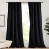 imageNICETOWN Full Shade Curtain Panels Pair of Energy Smart Rod Pocket Blackout Drapes for Guest Room Window Thermal Insulated Guest Room Lined Window DressingSilver Grey 52 x 72 inchBlack