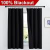 imageNICETOWN Full Shade Curtain Panels Pair of Energy Smart Rod Pocket Blackout Drapes for Guest Room Window Thermal Insulated Guest Room Lined Window DressingSilver Grey 52 x 72 inchBlack
