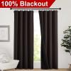 imageNICETOWN Full Shade Curtain Panels Pair of Energy Smart Rod Pocket Blackout Drapes for Guest Room Window Thermal Insulated Guest Room Lined Window DressingSilver Grey 52 x 72 inchBrown