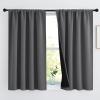 imageNICETOWN Full Shade Curtain Panels Pair of Energy Smart Rod Pocket Blackout Drapes for Guest Room Window Thermal Insulated Guest Room Lined Window DressingSilver Grey 52 x 72 inchGrey
