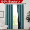 imageNICETOWN Full Shade Curtain Panels Pair of Energy Smart Rod Pocket Blackout Drapes for Guest Room Window Thermal Insulated Guest Room Lined Window DressingSilver Grey 52 x 72 inchSea Teal