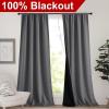 imageNICETOWN Full Shade Curtain Panels Pair of Energy Smart Rod Pocket Blackout Drapes for Guest Room Window Thermal Insulated Guest Room Lined Window DressingSilver Grey 52 x 72 inchGrey