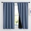 imageNICETOWN Full Shade Curtain Panels Pair of Energy Smart Rod Pocket Blackout Drapes for Guest Room Window Thermal Insulated Guest Room Lined Window DressingSilver Grey 52 x 72 inchStone Blue