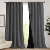 imageNICETOWN Full Shade Curtain Panels Pair of Energy Smart Rod Pocket Blackout Drapes for Guest Room Window Thermal Insulated Guest Room Lined Window DressingSilver Grey 52 x 72 inchGrey