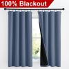 imageNICETOWN Full Shade Curtain Panels Pair of Energy Smart Rod Pocket Blackout Drapes for Guest Room Window Thermal Insulated Guest Room Lined Window DressingSilver Grey 52 x 72 inchStone Blue