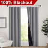 imageNICETOWN Full Shade Curtain Panels Pair of Energy Smart Rod Pocket Blackout Drapes for Guest Room Window Thermal Insulated Guest Room Lined Window DressingSilver Grey 52 x 72 inchSilver Grey