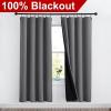 imageNICETOWN Full Shade Curtain Panels Pair of Energy Smart Rod Pocket Blackout Drapes for Guest Room Window Thermal Insulated Guest Room Lined Window DressingSilver Grey 52 x 72 inchGrey