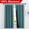 imageNICETOWN Full Shade Curtain Panels Pair of Energy Smart Rod Pocket Blackout Drapes for Guest Room Window Thermal Insulated Guest Room Lined Window DressingSilver Grey 52 x 72 inchSea Teal