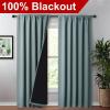 imageNICETOWN Full Shade Curtain Panels Pair of Energy Smart Rod Pocket Blackout Drapes for Guest Room Window Thermal Insulated Guest Room Lined Window DressingSilver Grey 52 x 72 inchGreyish Blue