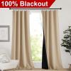 imageNICETOWN Full Shade Curtain Panels Pair of Energy Smart Rod Pocket Blackout Drapes for Guest Room Window Thermal Insulated Guest Room Lined Window DressingSilver Grey 52 x 72 inchBiscotti Beige