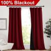 imageNICETOWN Full Shade Curtain Panels Pair of Energy Smart Rod Pocket Blackout Drapes for Guest Room Window Thermal Insulated Guest Room Lined Window DressingSilver Grey 52 x 72 inchBurgundy Red