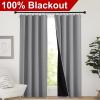 imageNICETOWN Full Shade Curtain Panels Pair of Energy Smart Rod Pocket Blackout Drapes for Guest Room Window Thermal Insulated Guest Room Lined Window DressingSilver Grey 52 x 72 inchSilver Grey