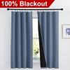 imageNICETOWN Full Shade Curtain Panels Pair of Energy Smart Rod Pocket Blackout Drapes for Guest Room Window Thermal Insulated Guest Room Lined Window DressingSilver Grey 52 x 72 inchStone Blue