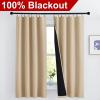 imageNICETOWN Full Shade Curtain Panels Pair of Energy Smart Rod Pocket Blackout Drapes for Guest Room Window Thermal Insulated Guest Room Lined Window DressingSilver Grey 52 x 72 inchBiscotti Beige