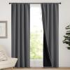 imageNICETOWN Full Shade Curtain Panels Pair of Energy Smart Rod Pocket Blackout Drapes for Guest Room Window Thermal Insulated Guest Room Lined Window DressingSilver Grey 52 x 72 inchGrey