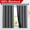 imageNICETOWN Full Shade Curtain Panels Pair of Energy Smart Rod Pocket Blackout Drapes for Guest Room Window Thermal Insulated Guest Room Lined Window DressingSilver Grey 52 x 72 inchGrey