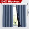 imageNICETOWN Full Shade Curtain Panels Pair of Energy Smart Rod Pocket Blackout Drapes for Guest Room Window Thermal Insulated Guest Room Lined Window DressingSilver Grey 52 x 72 inchStone Blue