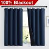 imageNICETOWN Full Shade Curtain Panels Pair of Energy Smart Rod Pocket Blackout Drapes for Guest Room Window Thermal Insulated Guest Room Lined Window DressingSilver Grey 52 x 72 inchNavy