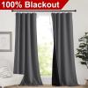 imageNICETOWN Full Shade Curtain Panels Pair of Energy Smart Rod Pocket Blackout Drapes for Guest Room Window Thermal Insulated Guest Room Lined Window DressingSilver Grey 52 x 72 inchGrey